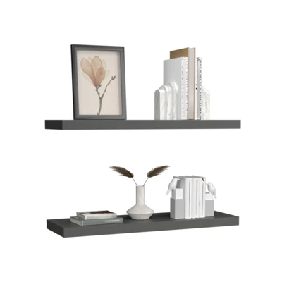 FONTOI 2PCS Wide Storage Shelf Wall Mounted, Floating Shelf For Living Room Bathroom, Wall Decor, Gray, 31.5"*1.5"*9.8" - Image 4