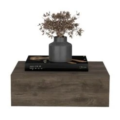 Floating Nightstand 5"H, Modern Wall-Mounted Bedside Shelf With Drawer, Dark Brown