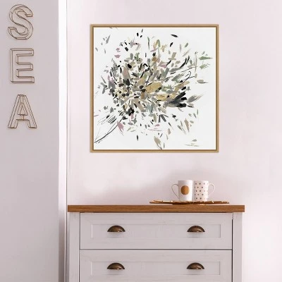 22" X 22" Dabbing Bouquet By Asia Jensen Framed Canvas Wall Art Light Brown - Amanti Art - Image 8