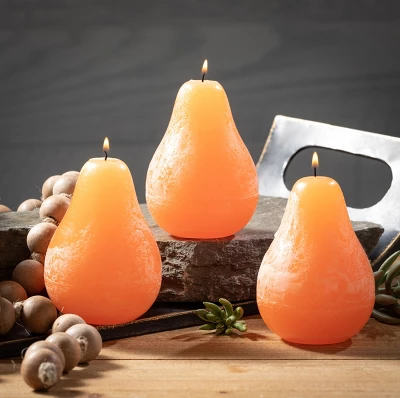 Tangerine Timber Pear Candles - Set Of 3 - Image 2