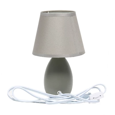 9.45" 2pk Petite Ceramic Oblong Bedside Table Desk Lamps With Matching Tapered Drum Shade Gray - Creekwood Home - Image 5