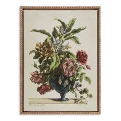 Kate & Laurel All Things Decor 18"x24" Sylvie Beaded Vase Of Flowers 1660 Framed Canvas By The Art Institute Of Chicago Gold