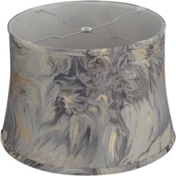 Springcrest 14" Top X 16" Bottom X 11" High X 11" Slant Print Lamp Shade Replacement Medium Saba Cafe Drum Modern Fabric Softback Washer Harp Finial