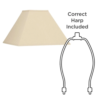 Springcrest Set Of 2 Square Lamp Shades Neutral Beige Medium 6" Top X 16" Bottom X 10" High Spider Replacement Harp Finial Fitting - Image 6