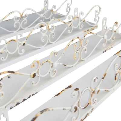 Storied Home Farmhouse Decorative Iron Ledges, Distressed Cream, Set Of 4 Sizes - Image 6