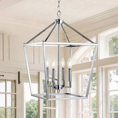 16" Metal Pagoda Lantern Pendant (Includes LED Light Bulb) - JONATHAN Y - Image 5