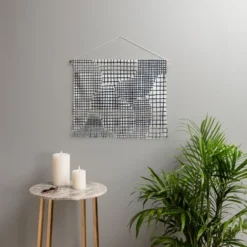 Alisa Galitsyna Dark Blue Grid Pattern Fiber Wall Art - Society6