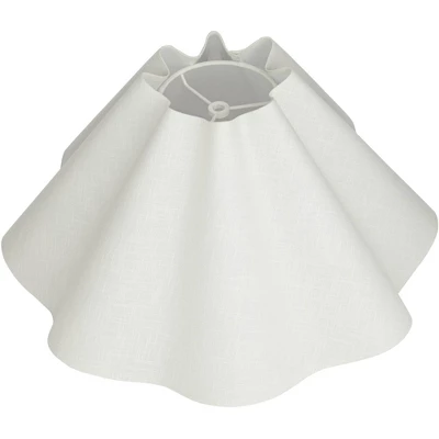 Springcrest 6" Top X 18" Bottom X 10" High X 10" Slant Lamp Shade Replacement Large White Wave Empire Modern Linen Fabric Spider Harp Finial - Image 3