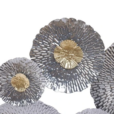 LuxenHome Silver And Gold Flowers Metal Wall Decor - Image 8