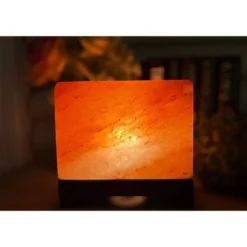 Q&A Himalayan Salt Rectangle Shape Table Lamp