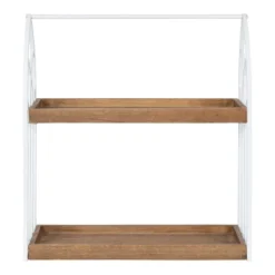 Kate And Laurel Castille Rectangle Wood Accent Shelf, 20x7x22, White And Rustic Brown