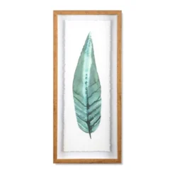 (Set Of 3) 28"x12" Framed Leaves Decorative Wall Art White - Thresholdâ„¢