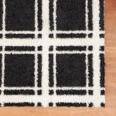 2'x3' ColorStar Prairie Grid Door Mat Black - Bungalow Flooring - Image 3