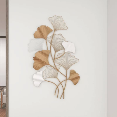 Glam Metal Leaf Wall Decor Gold - Olivia & May - Image 4