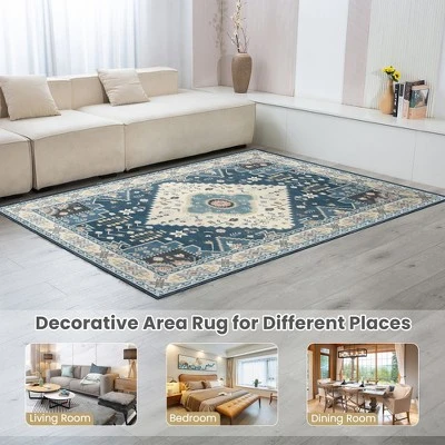 Costway Area Rugs 5'4'' X 6'7''5'4'' X 7'7'' Faux Wool Fabric Doormat Home Carpet Living Room Bedroom - Image 4