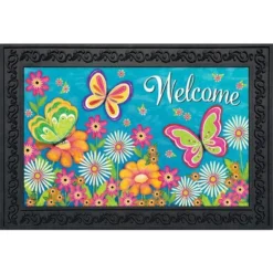 Butterfly Garden Spring Doormat Welcome Indoor Outdoor 30" X 18" Briarwood Lane