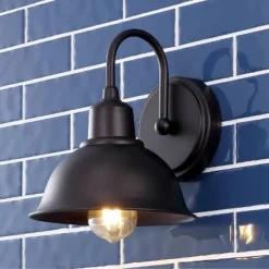 8" LED 1-Light Frisco Industrial Iron Wall Sconce Oil Rubbed Bronze - JONATHAN Y: ETL Listed, 2700K, 80 CRI, Metal Shade
