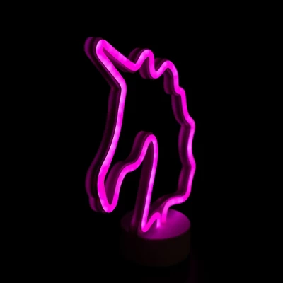 Northlight 11" Battery Operated Neon Style LED Unicorn Table Light - Pink - Image 5