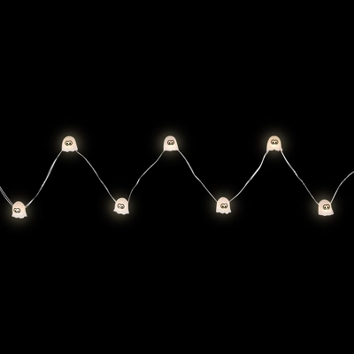 Northlight 10-Count LED Halloween Ghost Fairy Lights, 6.5 Ft Silver Wire - Image 2