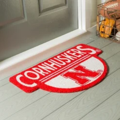 Evergreen University Of Nebraska Indoor Outdoor Natural Shaped Coir Doormat 1'6"x2'4" Multicolored