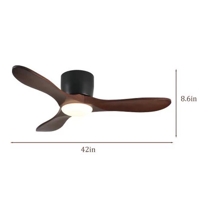 TOBILI 42-inch Ceiling Fan With Light,3 Light Walnut Wood Blades,Reversible For Living Room - Image 3