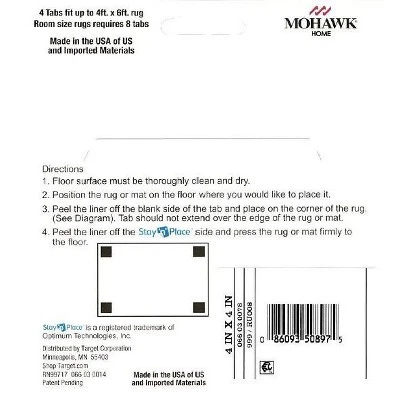 Mohawk Home 4"x4" Stay 'n' Place Adhesive Rug Tabs Ivory - Image 2