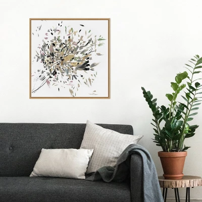 22" X 22" Dabbing Bouquet By Asia Jensen Framed Canvas Wall Art Light Brown - Amanti Art - Image 6