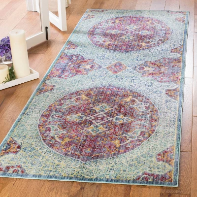 3'x10' Runner Purple/Turquoise Medallion Loomed - Safavieh - Image 2