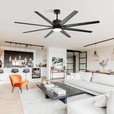 Smart Ceiling Fan With Lights And Remote APP Control Alexa Indoor Outdoor Low Profile Black Ceiling Fan With 3 Downrod For Living Room Farmhouse Patio - Image 2