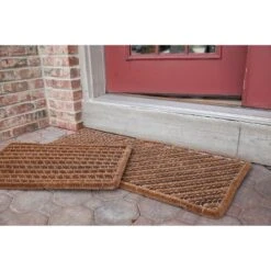 1'5" X 3'4" Geometric Stripes Wire Brush Indoor/Outdoor Doormat Natural/Silver - Entryways
