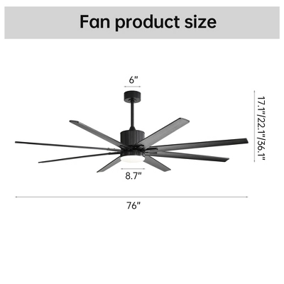 Smart Ceiling Fan With Lights And Remote APP Control Alexa Indoor Outdoor Low Profile Black Ceiling Fan With 3 Downrod For Living Room Farmhouse Patio - Image 3