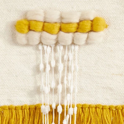 Saro Lifestyle Textured Woven Wall Hanging, 14"x28" Oblong, Yellow - Image 2