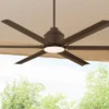 65" Casa Vieja Ultra Breeze Modern Indoor Outdoor Ceiling Fan With Dimmable LED Light Remote Control Oil Rubbed Bronze Wet Rated For Patio Exterior