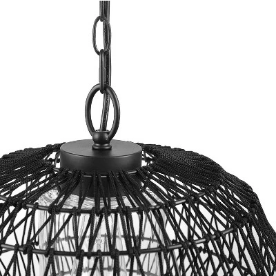 Globe Electric Novogratz X Globe Diego 1-Light Matte Black Woven Fabric Outdoor Plug-In Pendant Light - Image 5