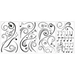 Music Note Scroll Peel And Stick Wall Decal Black - RoomMates