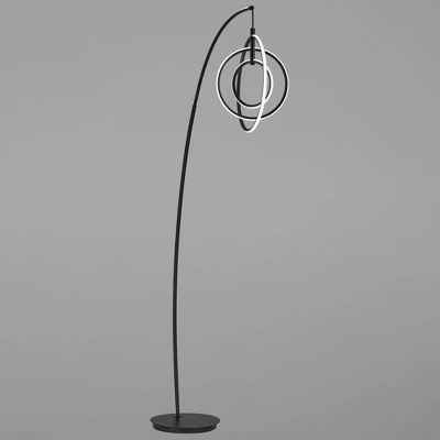 Possini Euro Design Allura Modern 79" Tall Arc Floor Lamp Matte Black Metal 3-Ring Swivel LED Light For Living Room Reading Bedroom House - Image 8