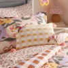 Checkered With Flower Embroidery Kids' Decorative Pillow - Pillowfort™
